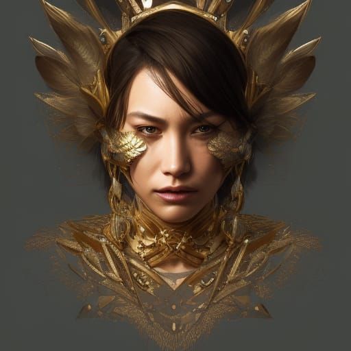 Eagle Queen Portrait in Hyperdetailed Digital Art