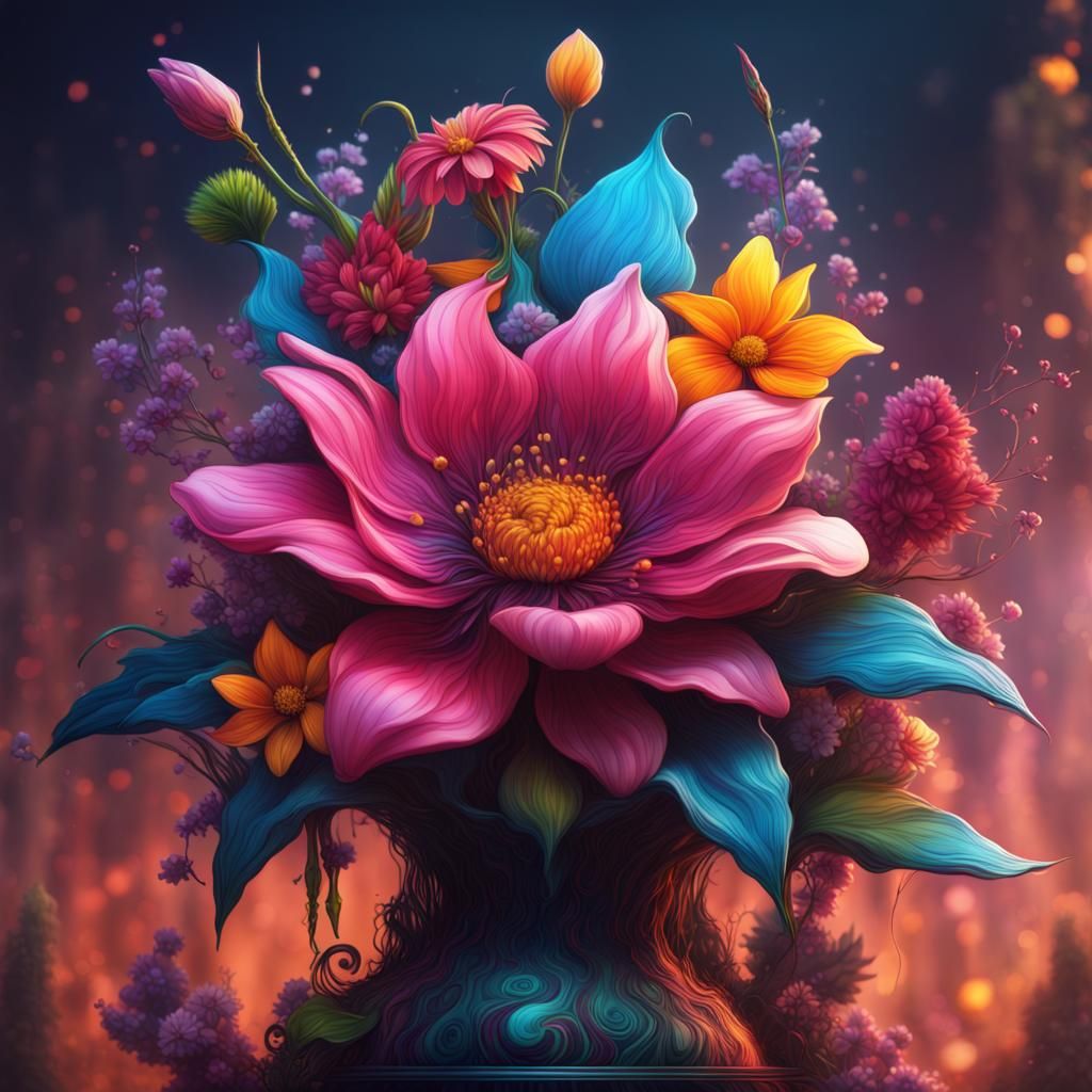 create a colorful flower art with my name "Jasmin"