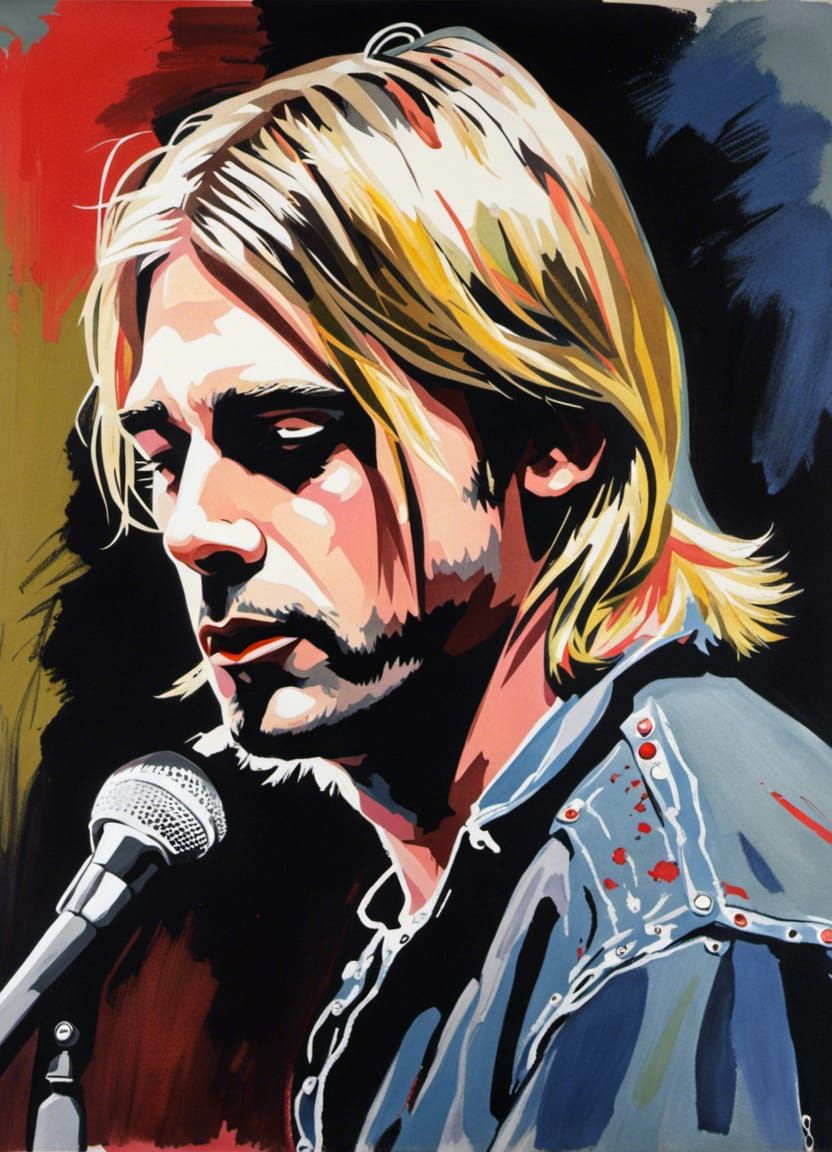 Gouache portrait of Kurt Cobain - AI Generated Artwork - NightCafe Creator