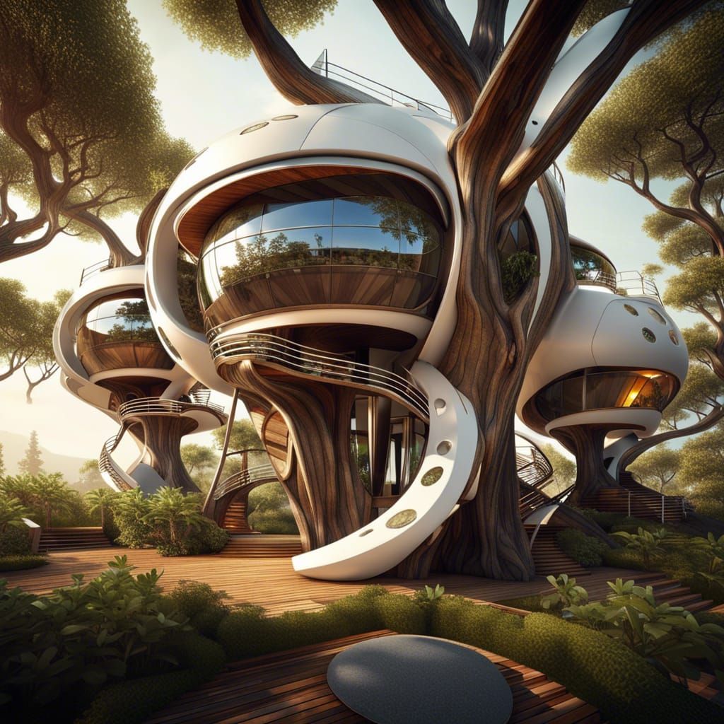Futuristic Tree Dwelling - probably with A/C  by @Bunnzo