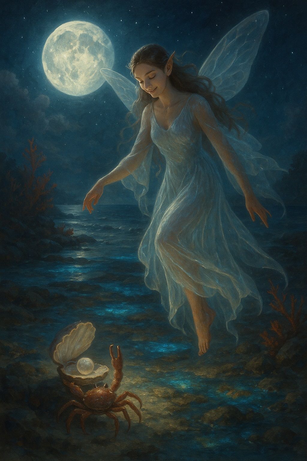 Crab Gives Pearl To Fairy