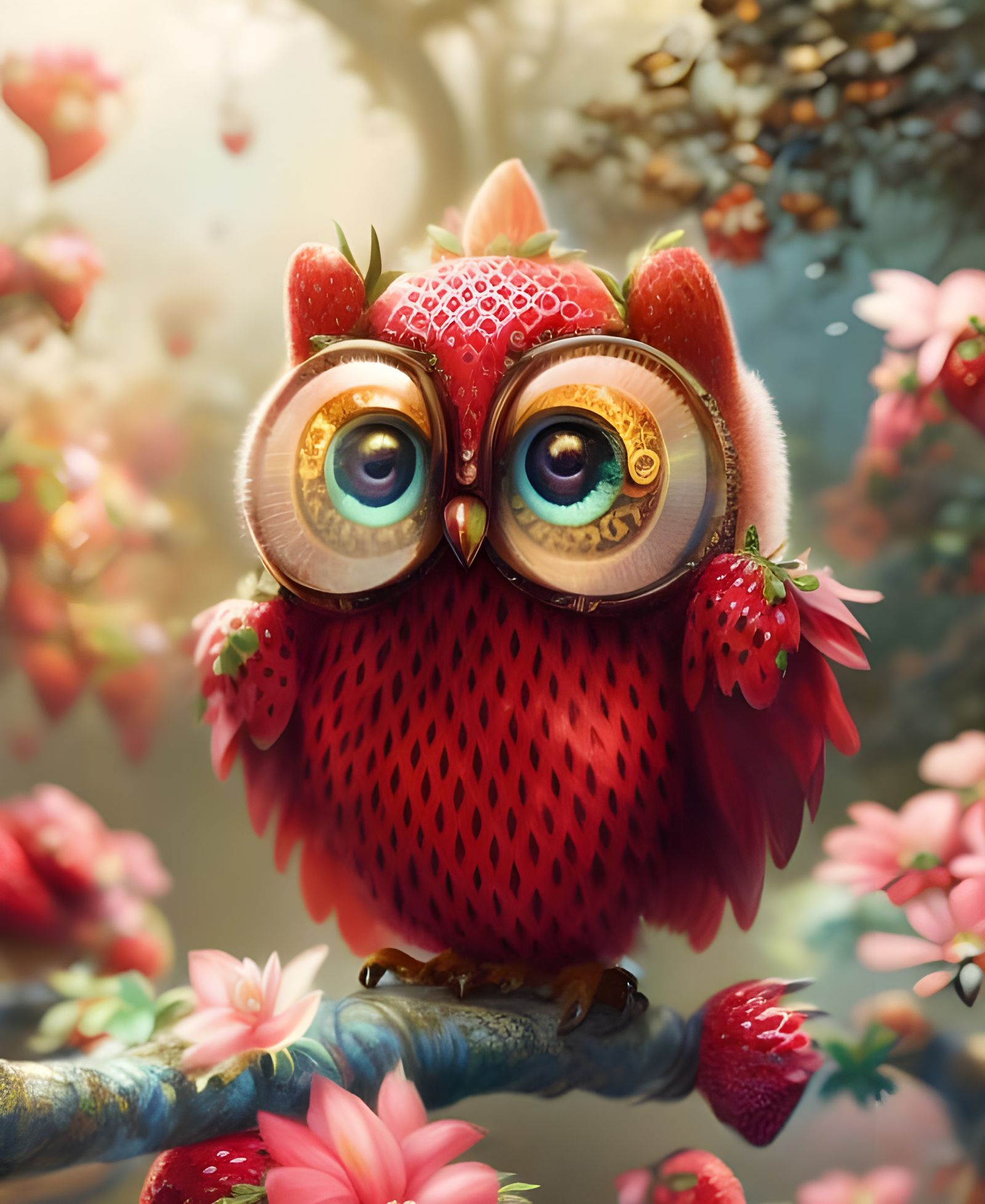 Strawberry owl   by @StephanieB