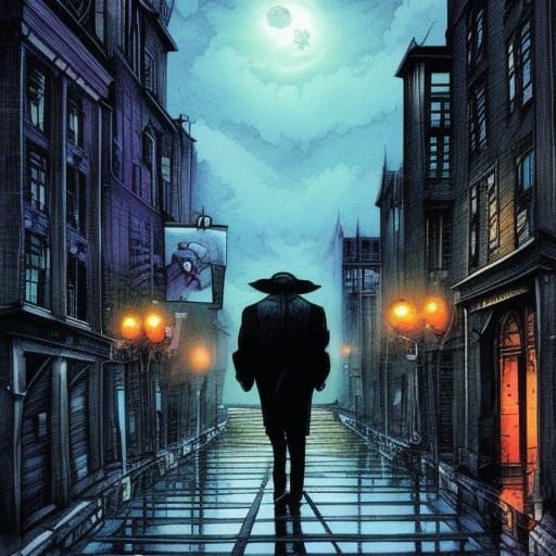 tarot card 
noir cityscape
 overpowering buildings darkness
...