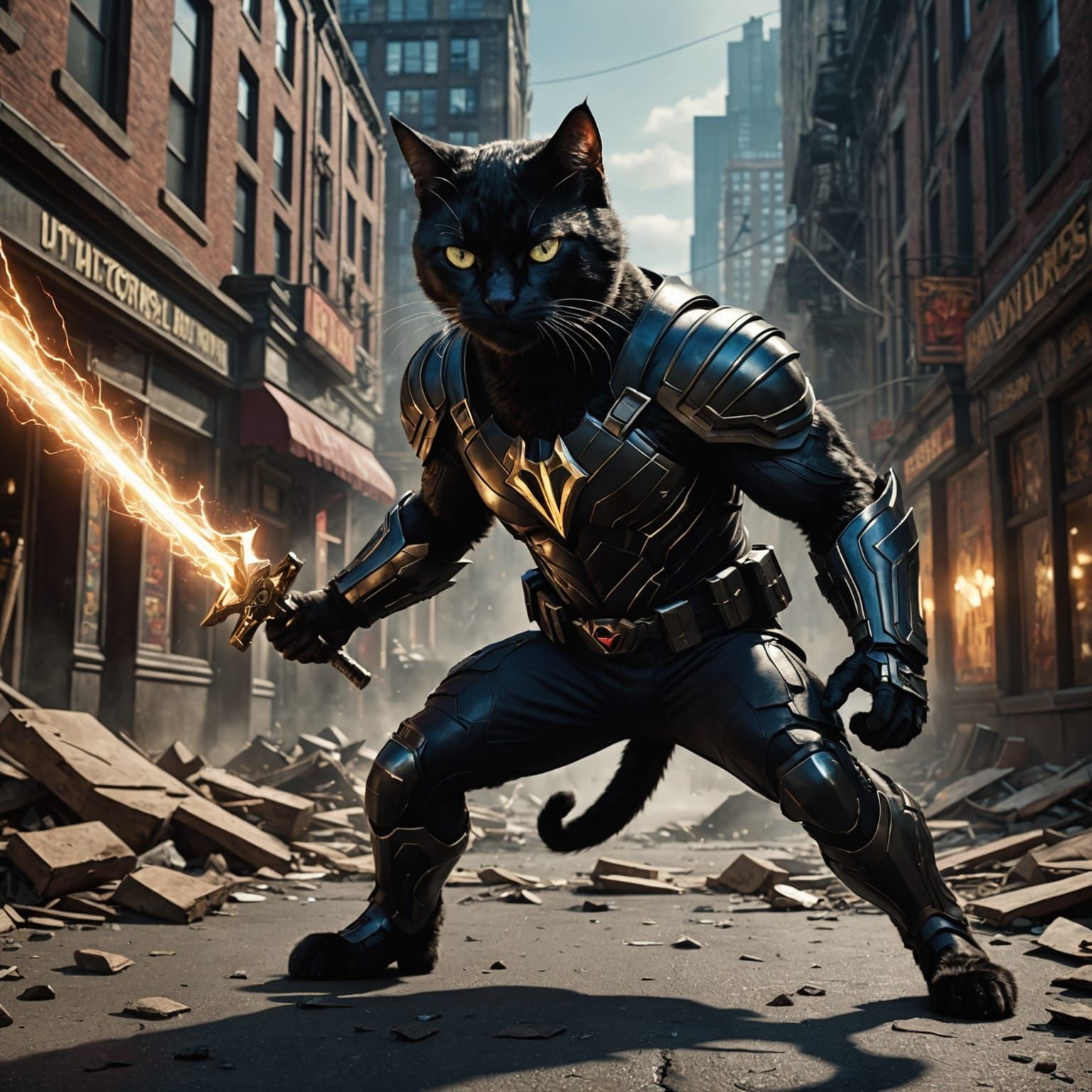 Fur-ocious Feline, battling evil.   by @Frazer-Hambrick