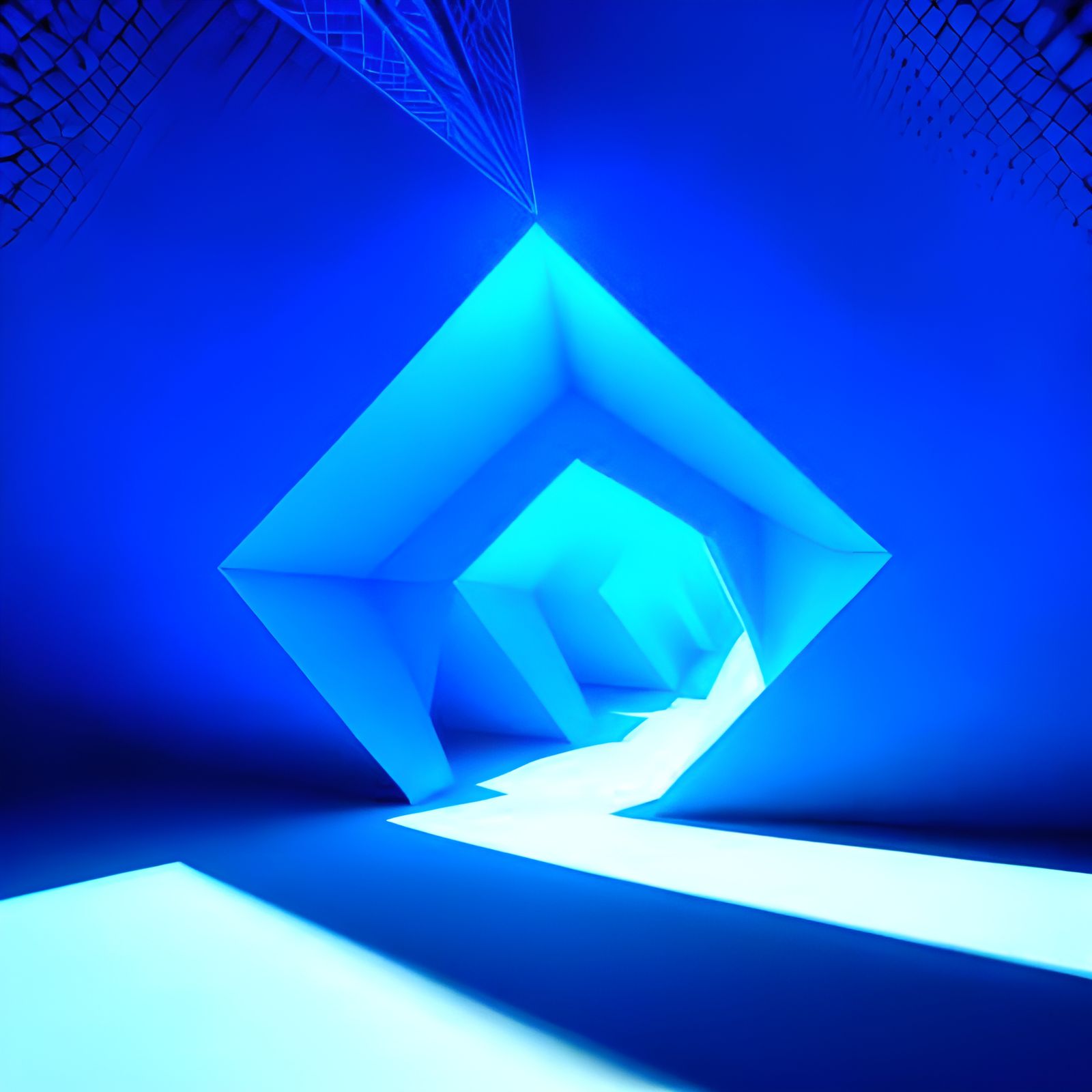 Intricate 3D Pyramids Frame Young Actress