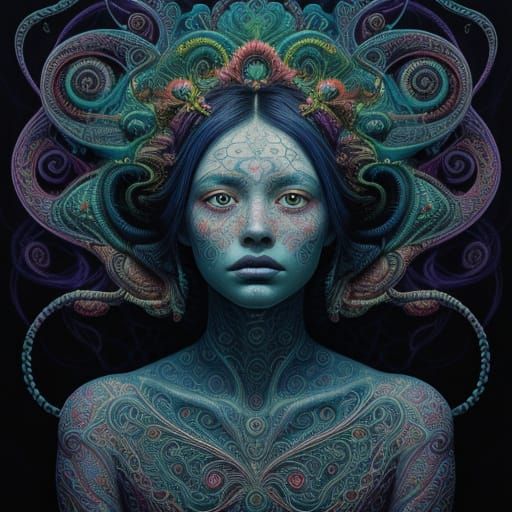 Ethereal Mystical Being with Intricate Patterns and Symbols ...