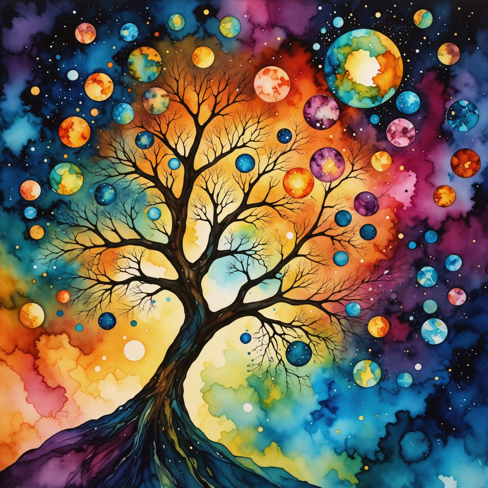 Celestial Harmony in Ethereal Watercolor