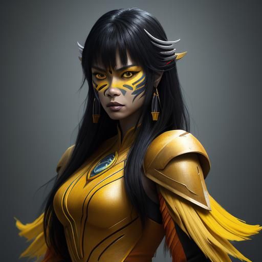 Thuy Trang as Trini Kwan with fringe from power rangers tribal yellow ...