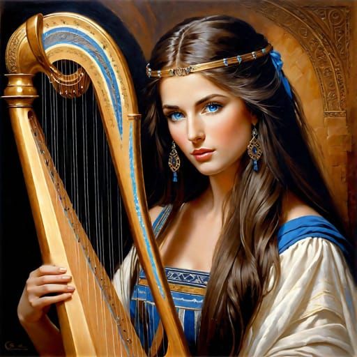 A portrait of an ancient Eygptian stunning beauty with dark ...