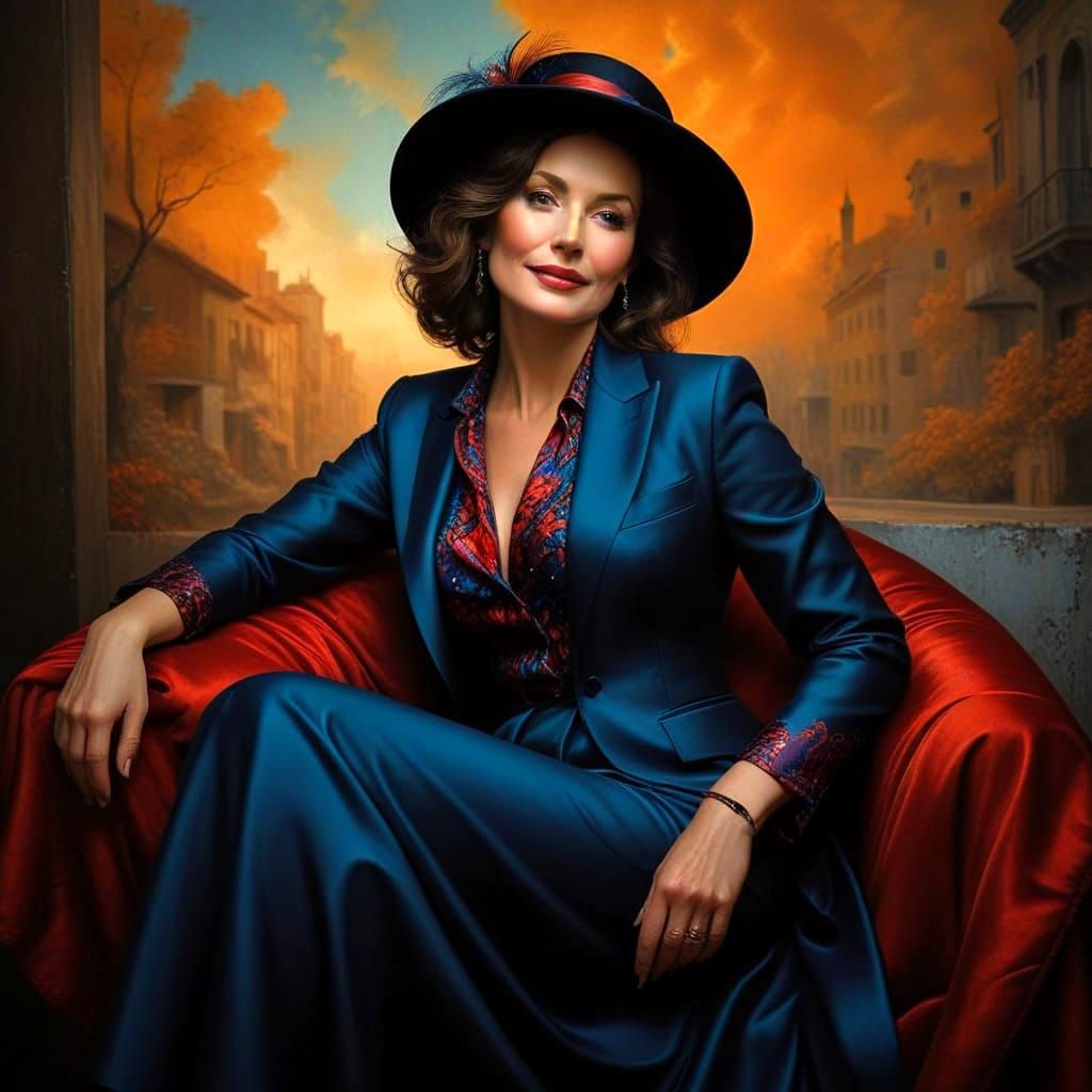 Enchanting Lady in a Vibrant Surreal City