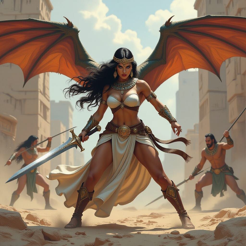  A powerful Egyptian woman, with wings