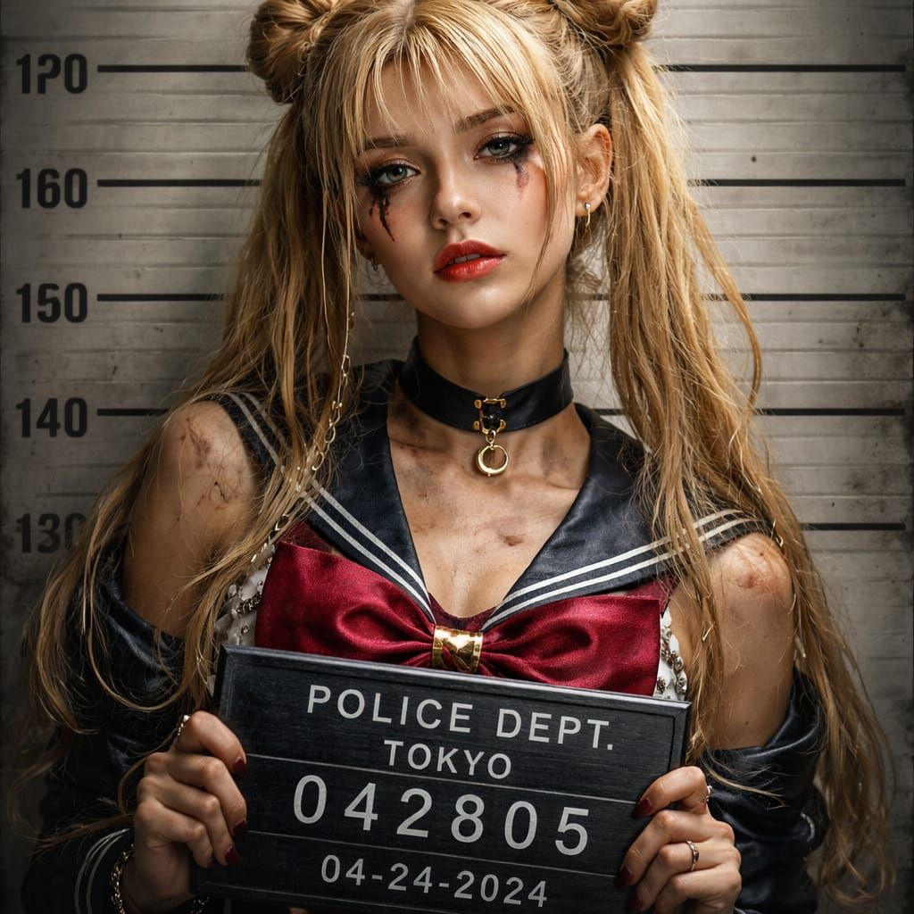 Photorealistic Sailor Moon Inspired Mugshot