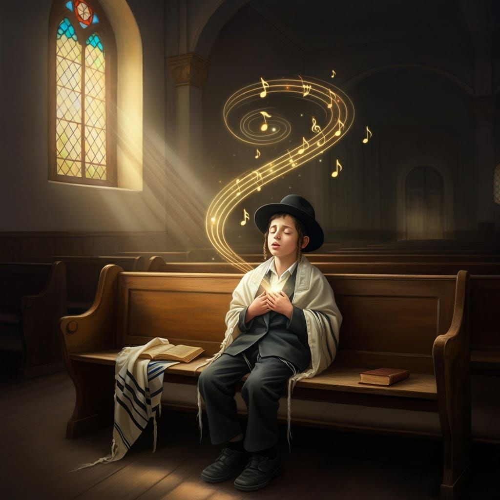 Hasidic Boy's Silent Song in Synagogue