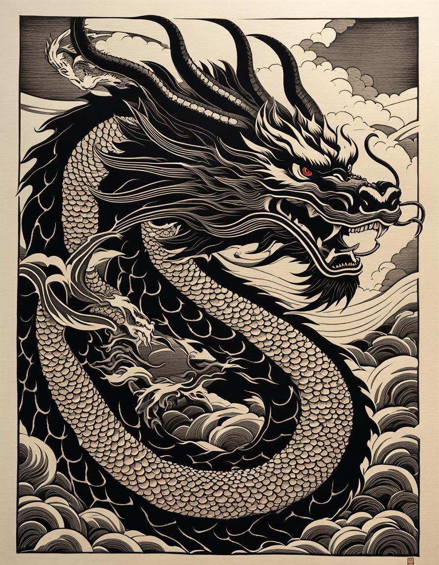 Ukiyo-e Japanese dragon