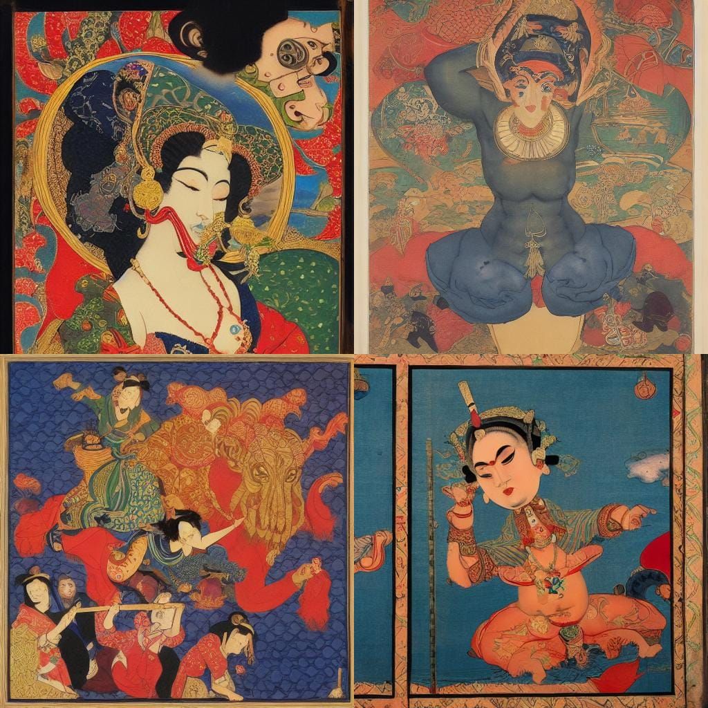 Grotesque Monstrous Genie Qajar art renaissance painting hyp...