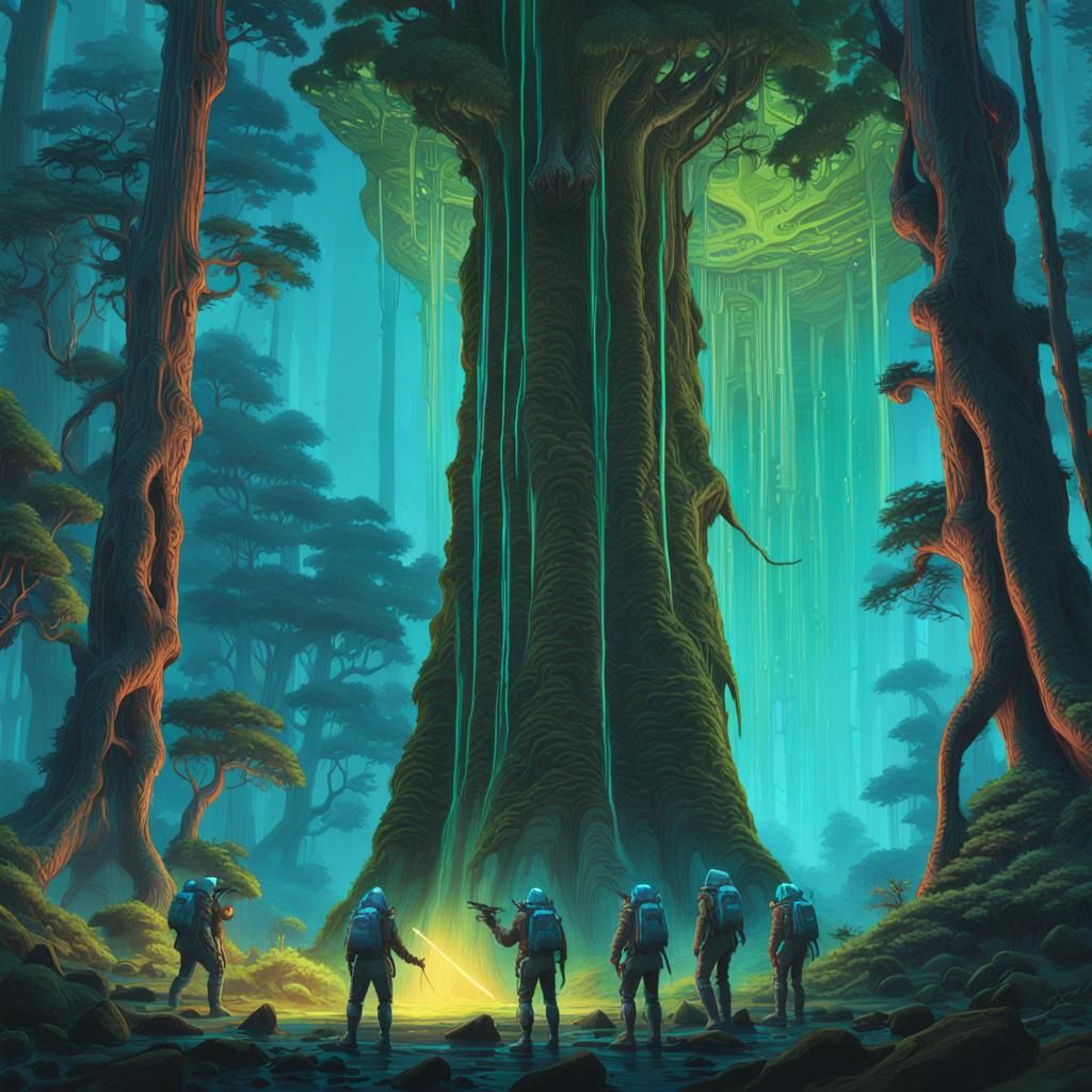 Bioluminescent Rainforest Defense: A Digital Matte Painting