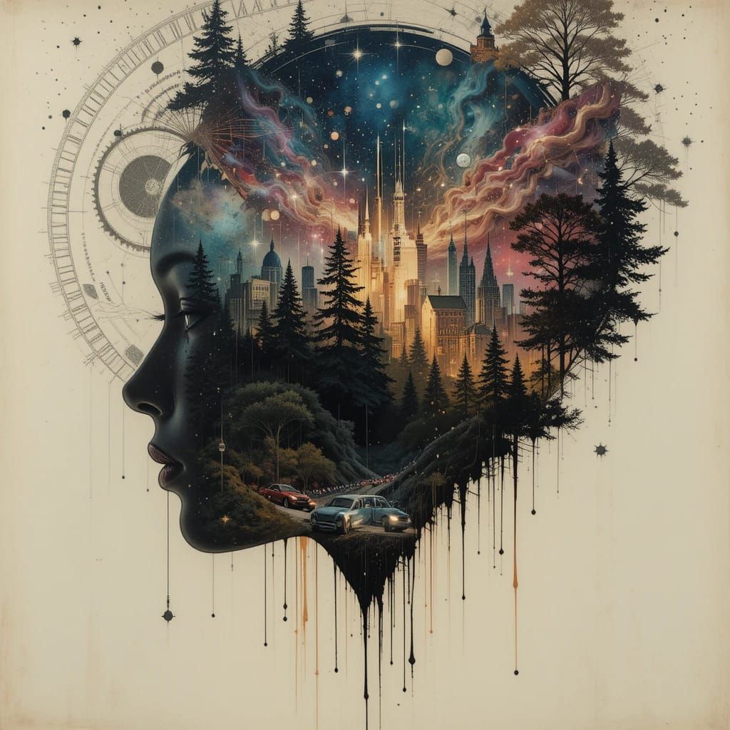 Double exposure portrait