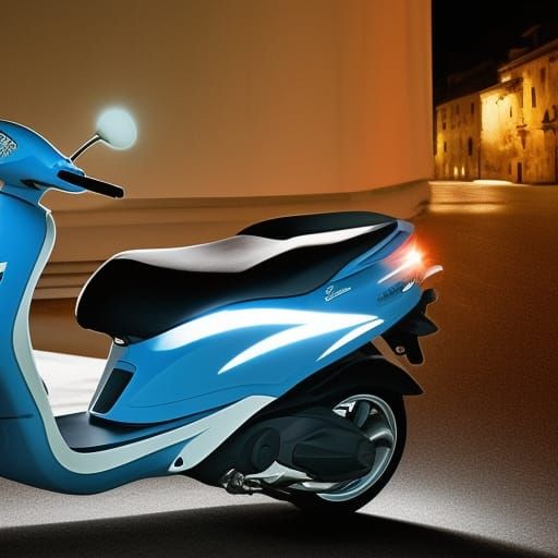 Piaggio illuminated in the dark