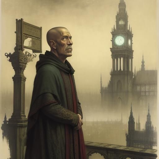 Monk in Bromoil Print Style