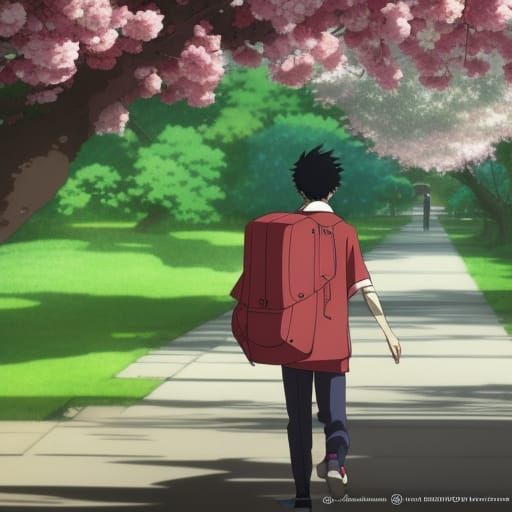 anime guy walking home