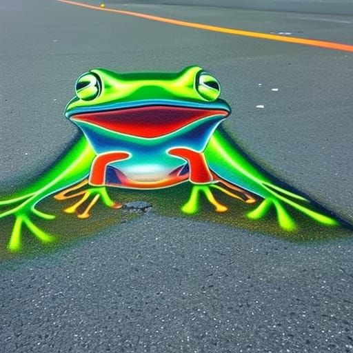 3D Optical Illusion Sidewalk Painting of Holographic Frog Ap...