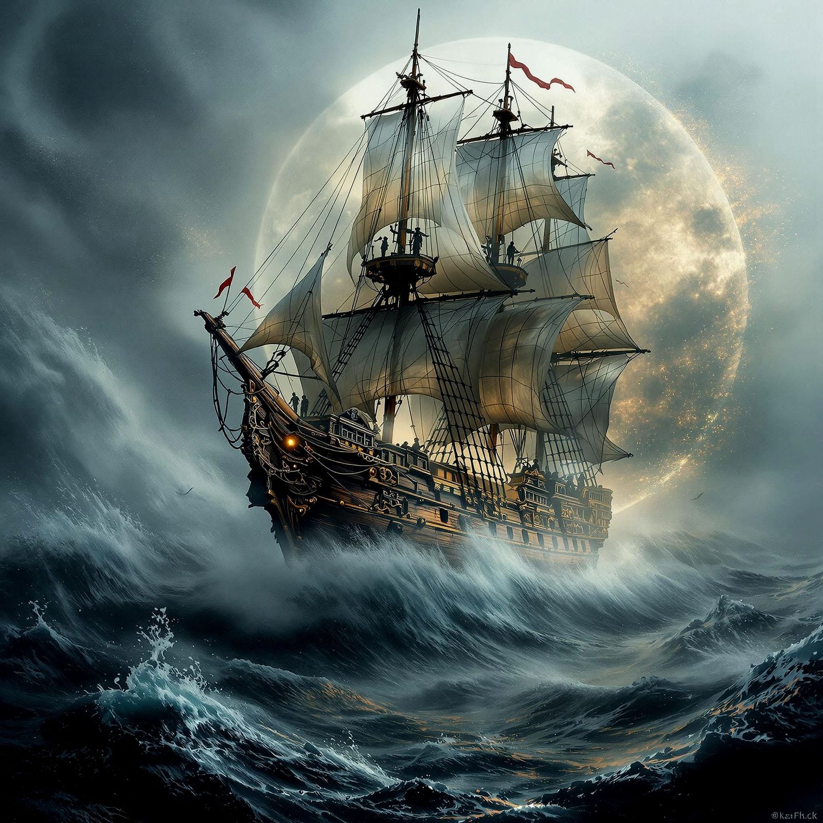 Ghost Ship Rising  by @mathy_art_girl_305