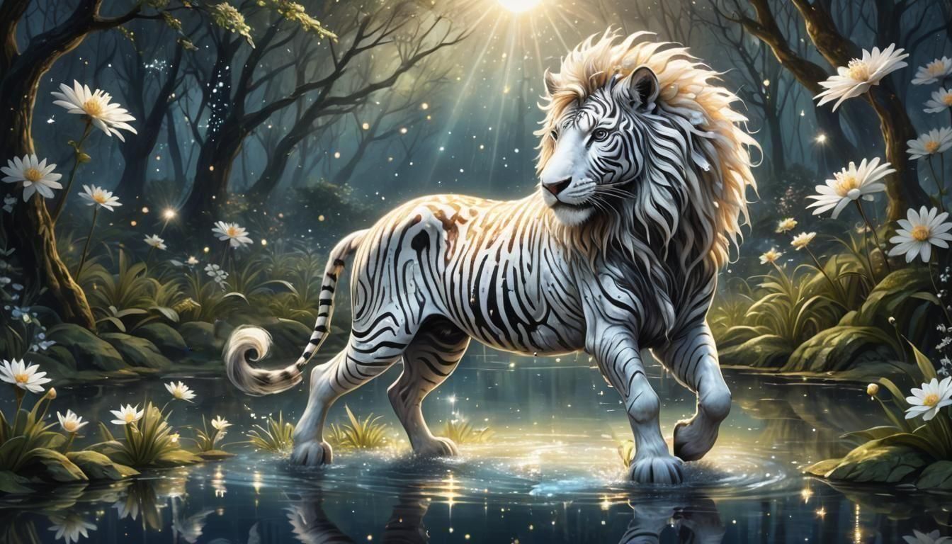 a zebra lion