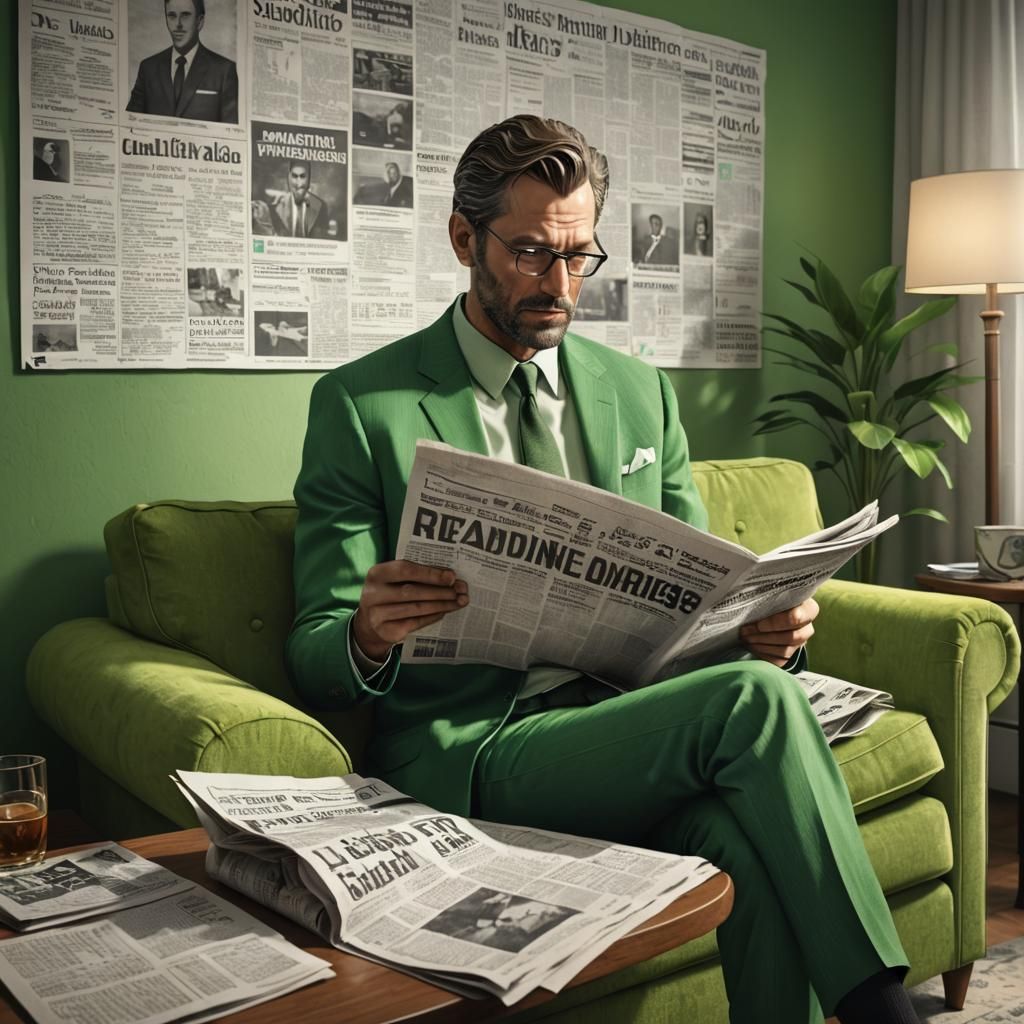 A man reading the newspaper.