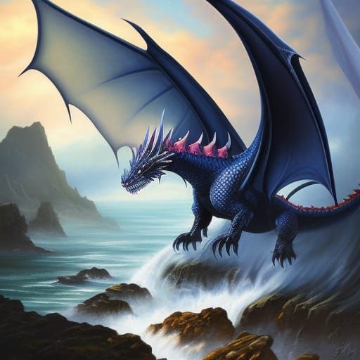 Blue Ocean Dragon - AI Generated Artwork - NightCafe Creator