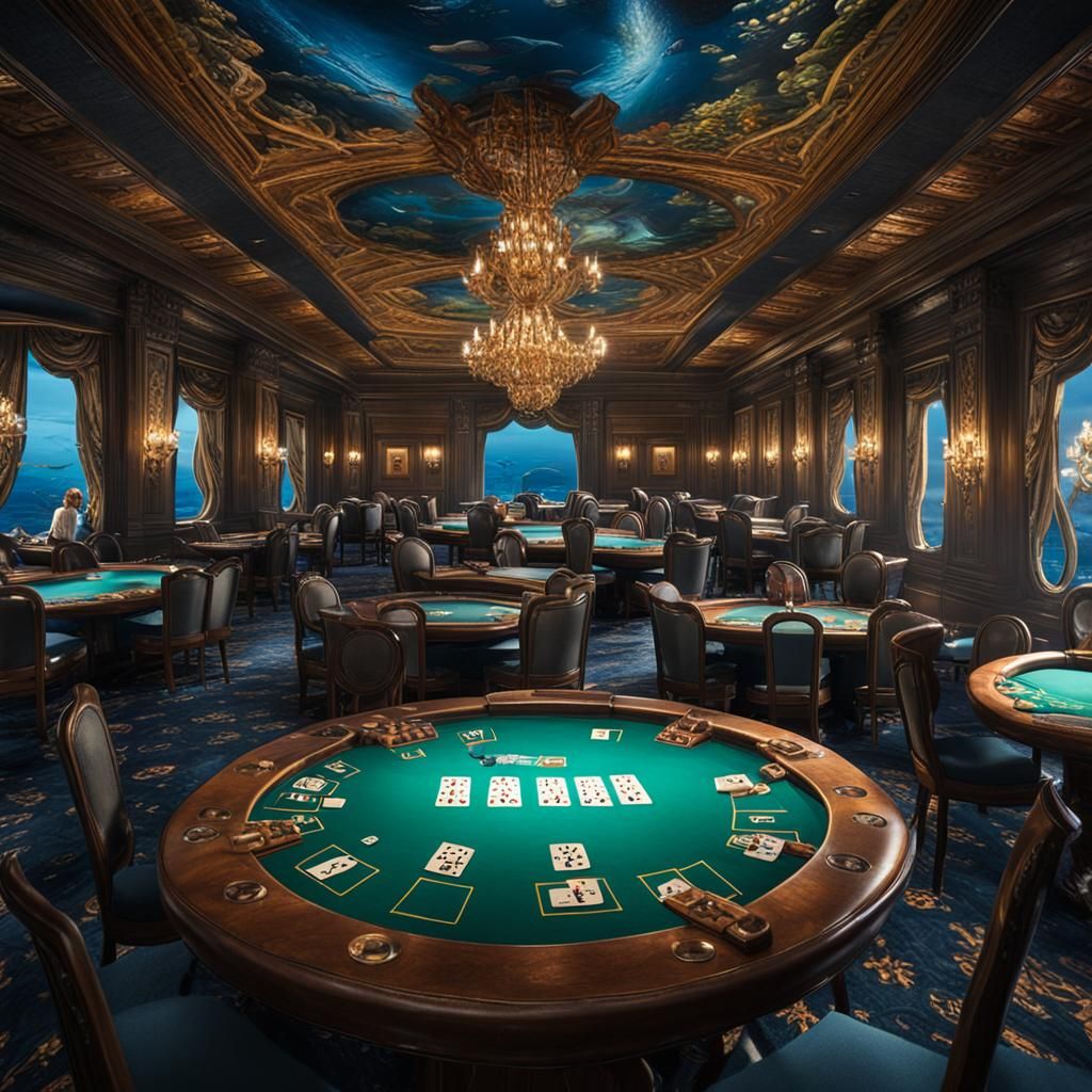 Underwater Poker Game near Titanic, Digital Art