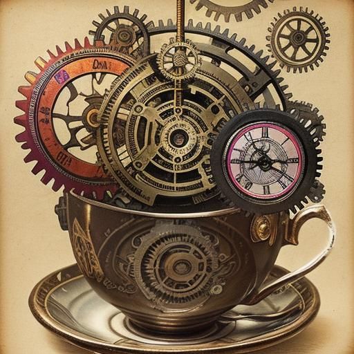 trees Vivid colors steampunk dreams gear dream  catchers, ge...