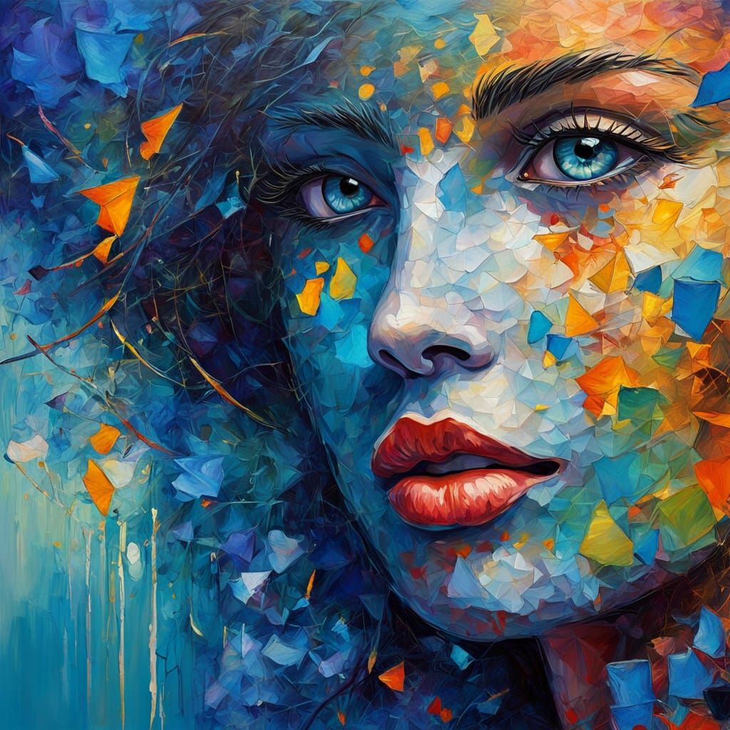 Nostalgic Oil Painting of Azure Hues and Lingering Bitternes...