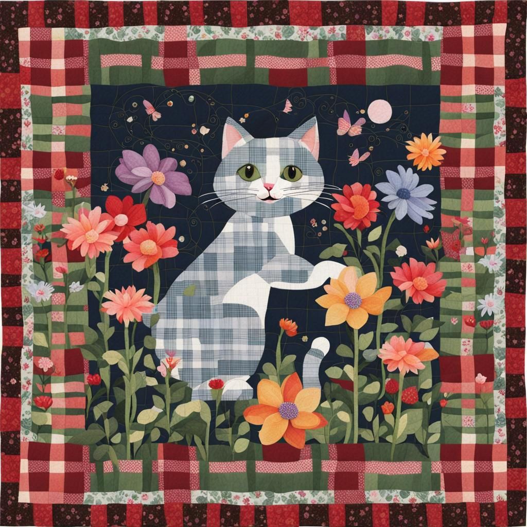 Plaid Fabric Cat  by @nogarDmiaL
