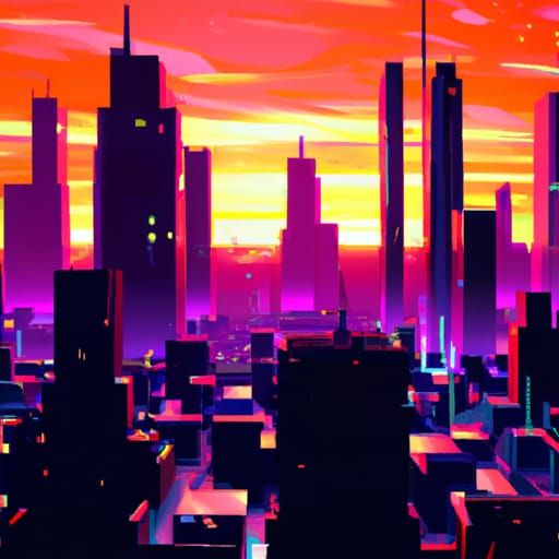 Vibrant neon city sunset 4k - AI Generated Artwork - NightCafe Creator