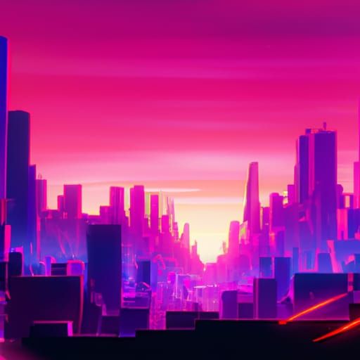 Vibrant neon city sunset 4k - AI Generated Artwork - NightCafe Creator