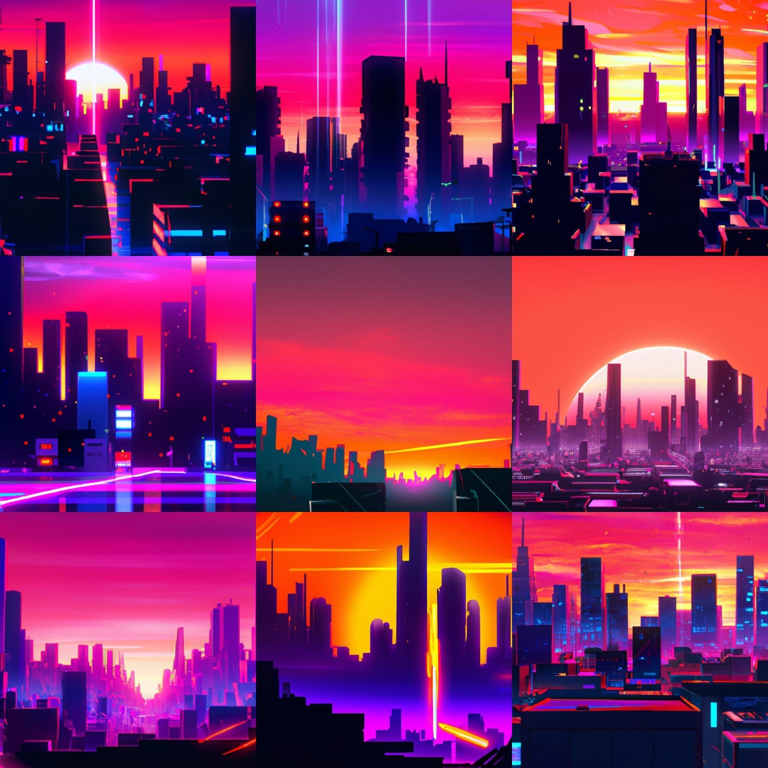 Vibrant neon city sunset 4k - AI Generated Artwork - NightCafe Creator