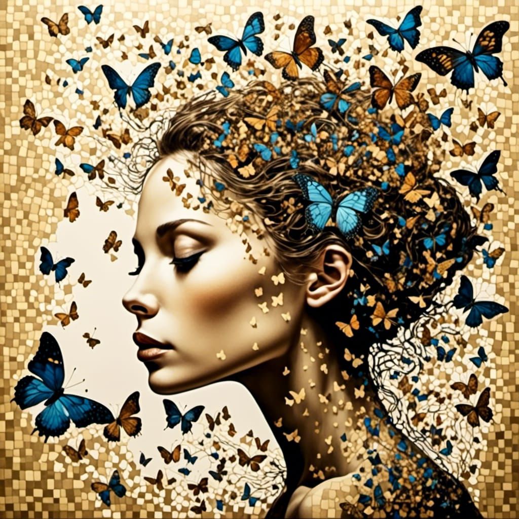 Woman and Butterflies