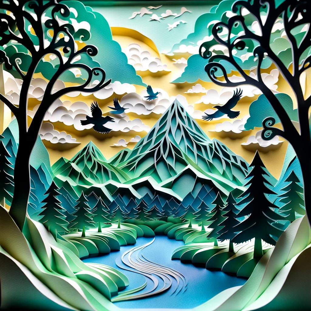 Kirigami Art: Mountain View