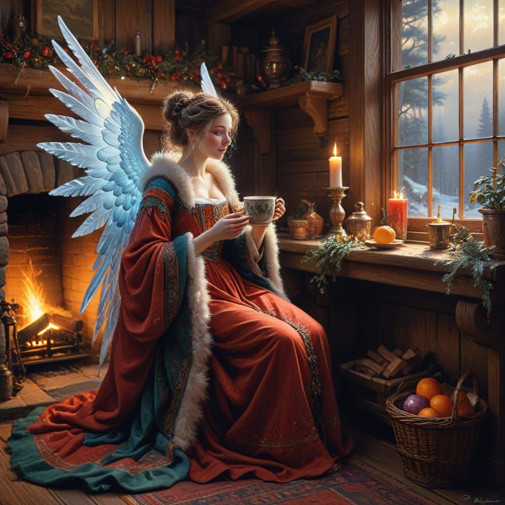 angel taking a break from celestial duties.