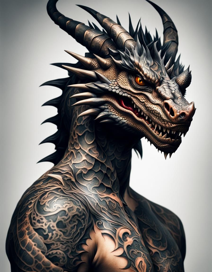 A Dragon Tattoo up an Arm to the Shoulder - AI Generated Artwork - NightCafe  Creator