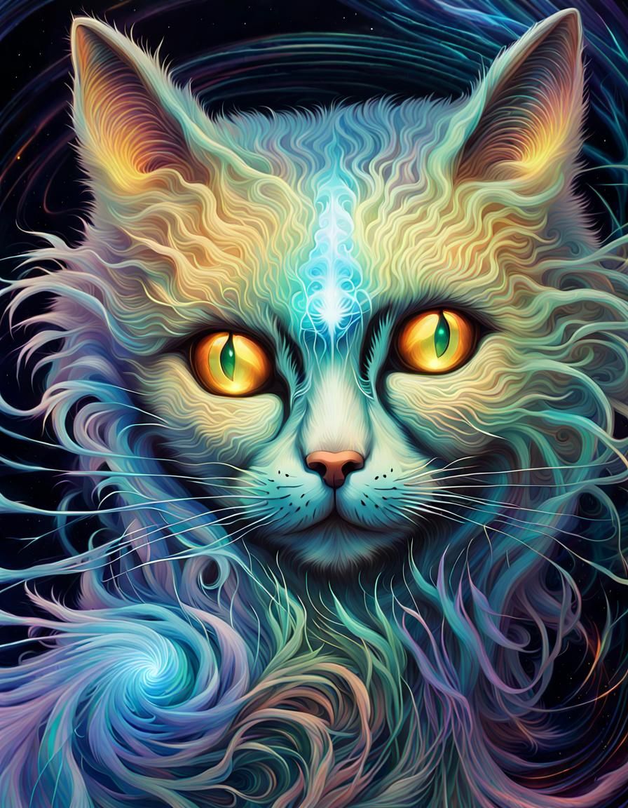 ghostly glowing cat - AI Generated Artwork - NightCafe Creator