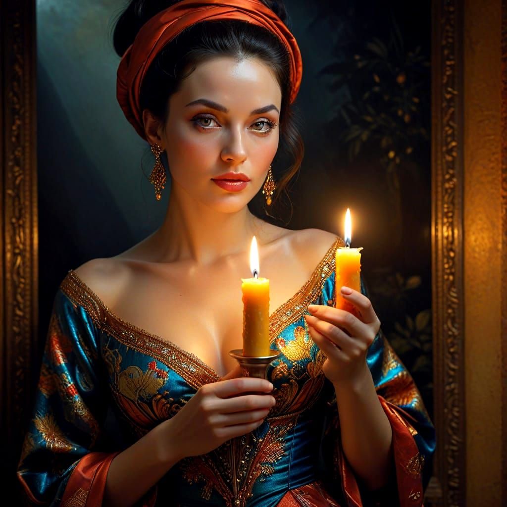 Enchanting Lady Illuminated by Warm Golden Light