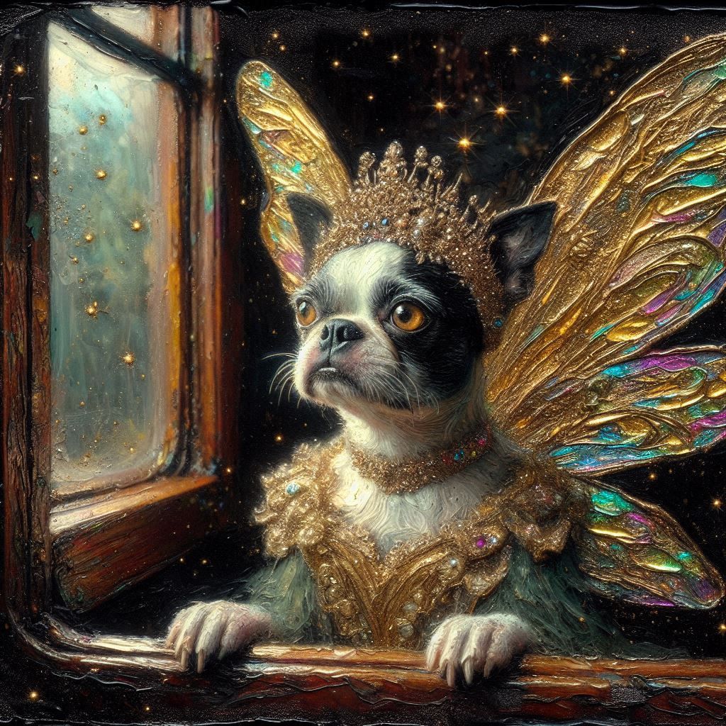 Boston Terrier Fairy on a Train