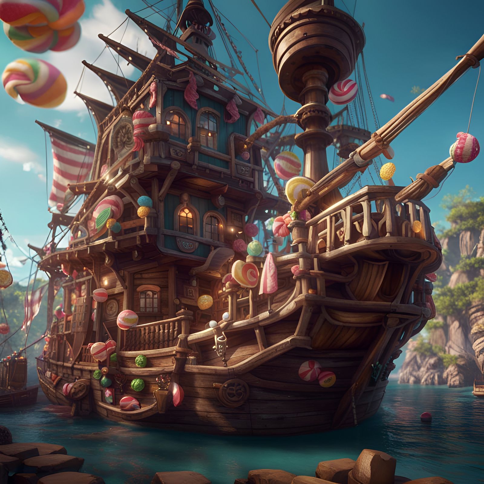 A candy shop on a ship. A candy ship, so to speak AI Generated
