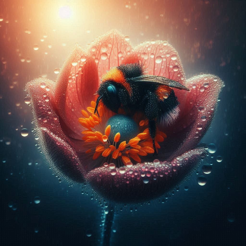 Bumblebee Hiding from the Rain