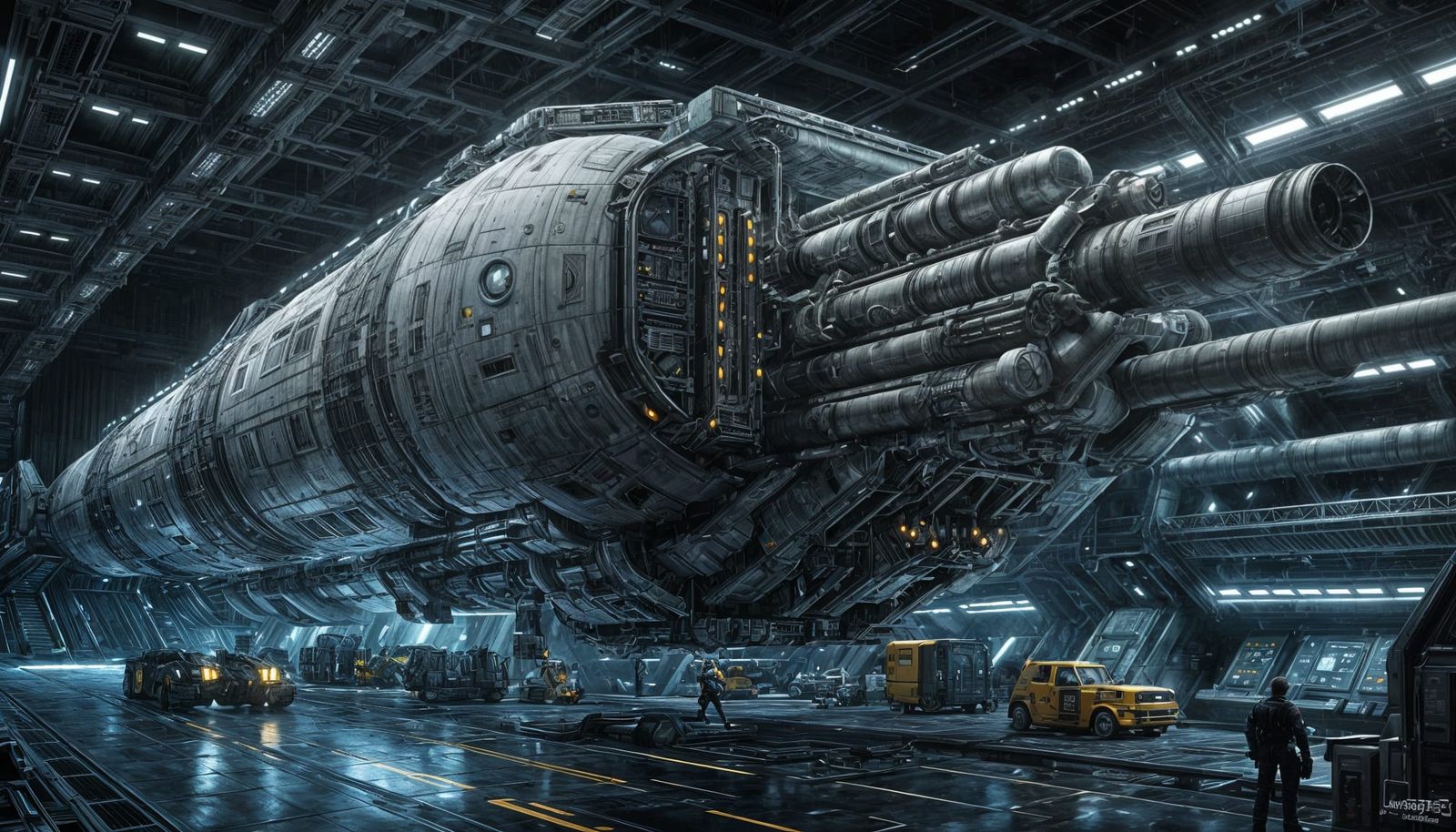 Weyland Industries cargo spacecraft, windows and led lights,...