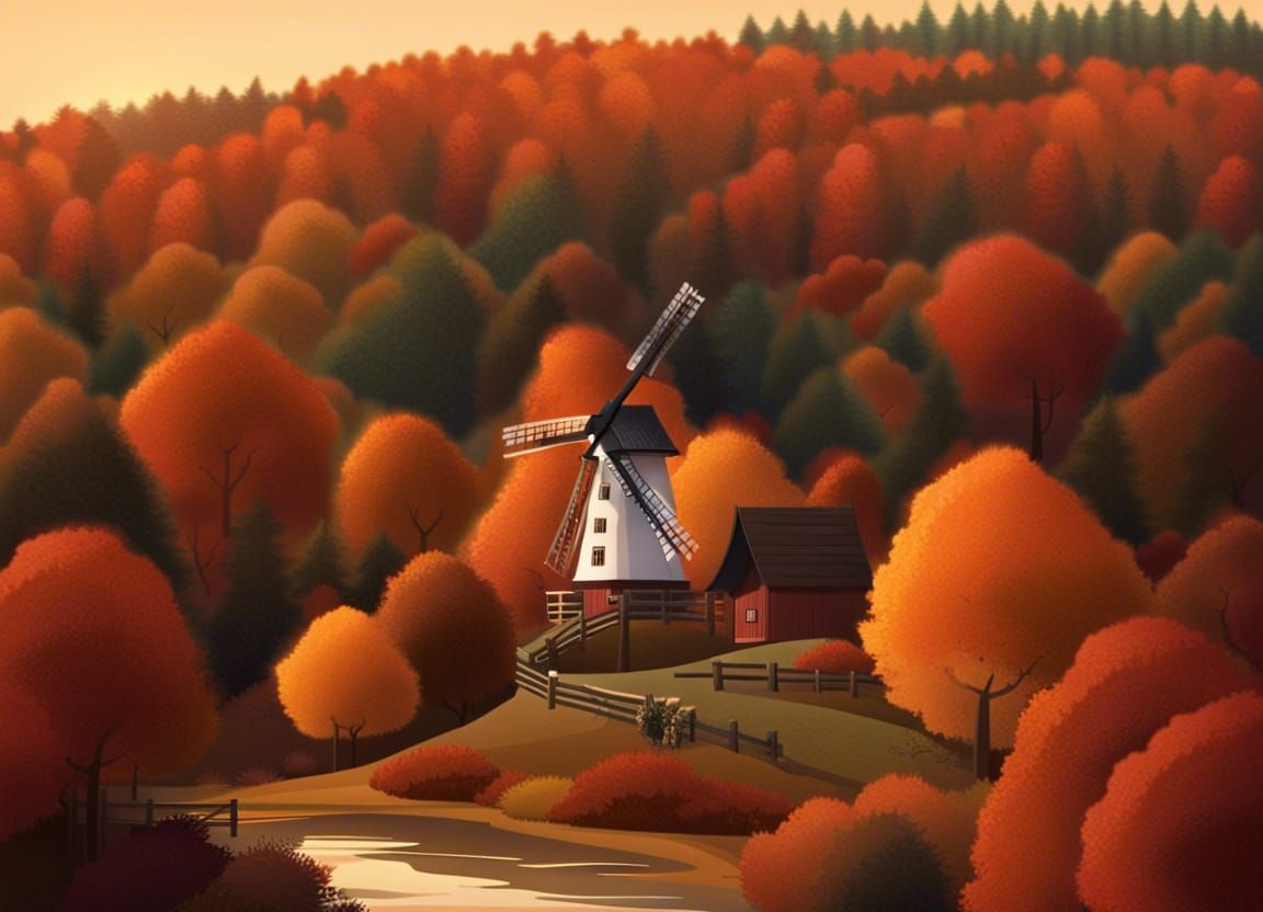 A windmill on the hill.