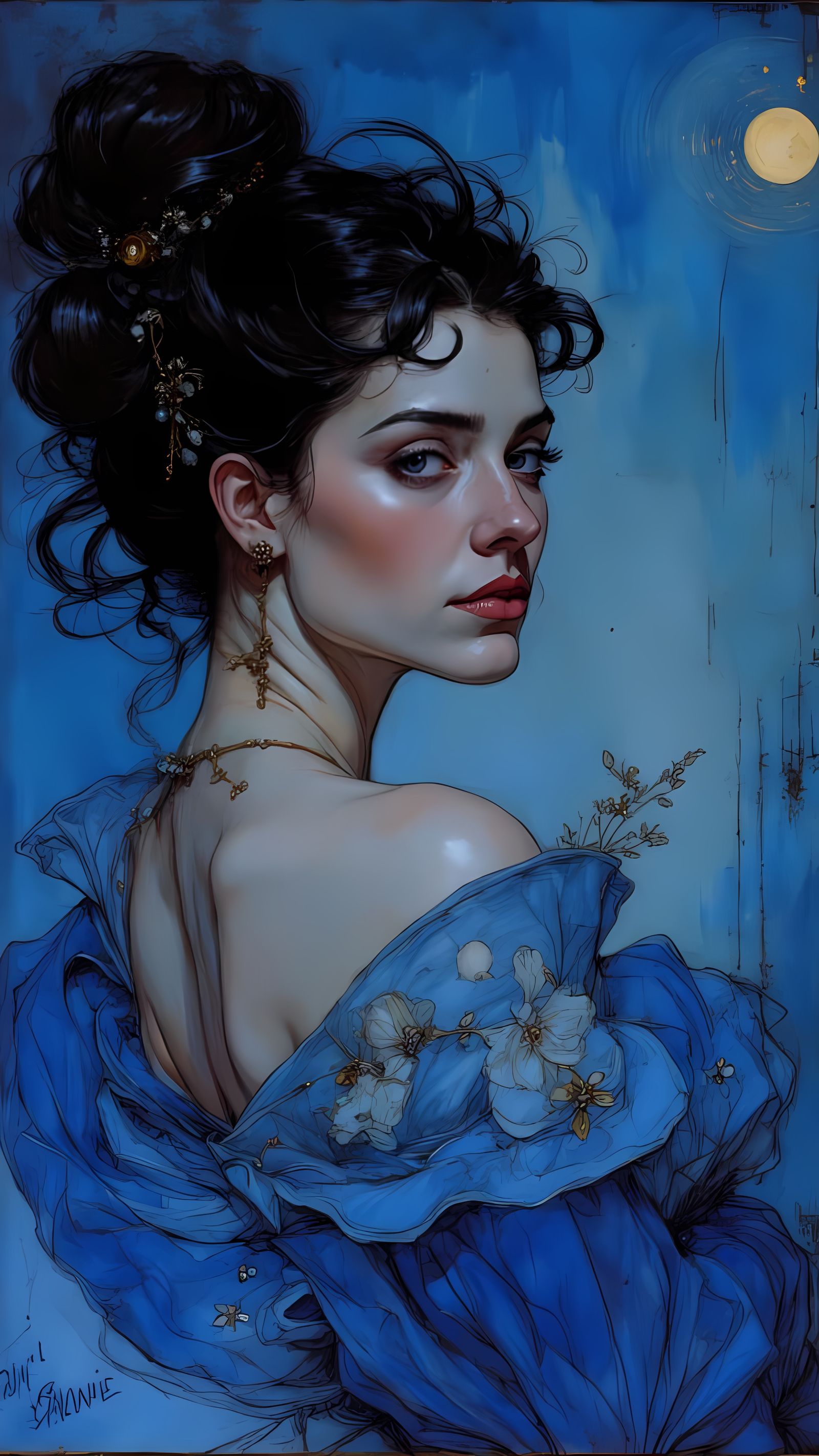 Art Nouveau Woman in Vintage French Poster Style