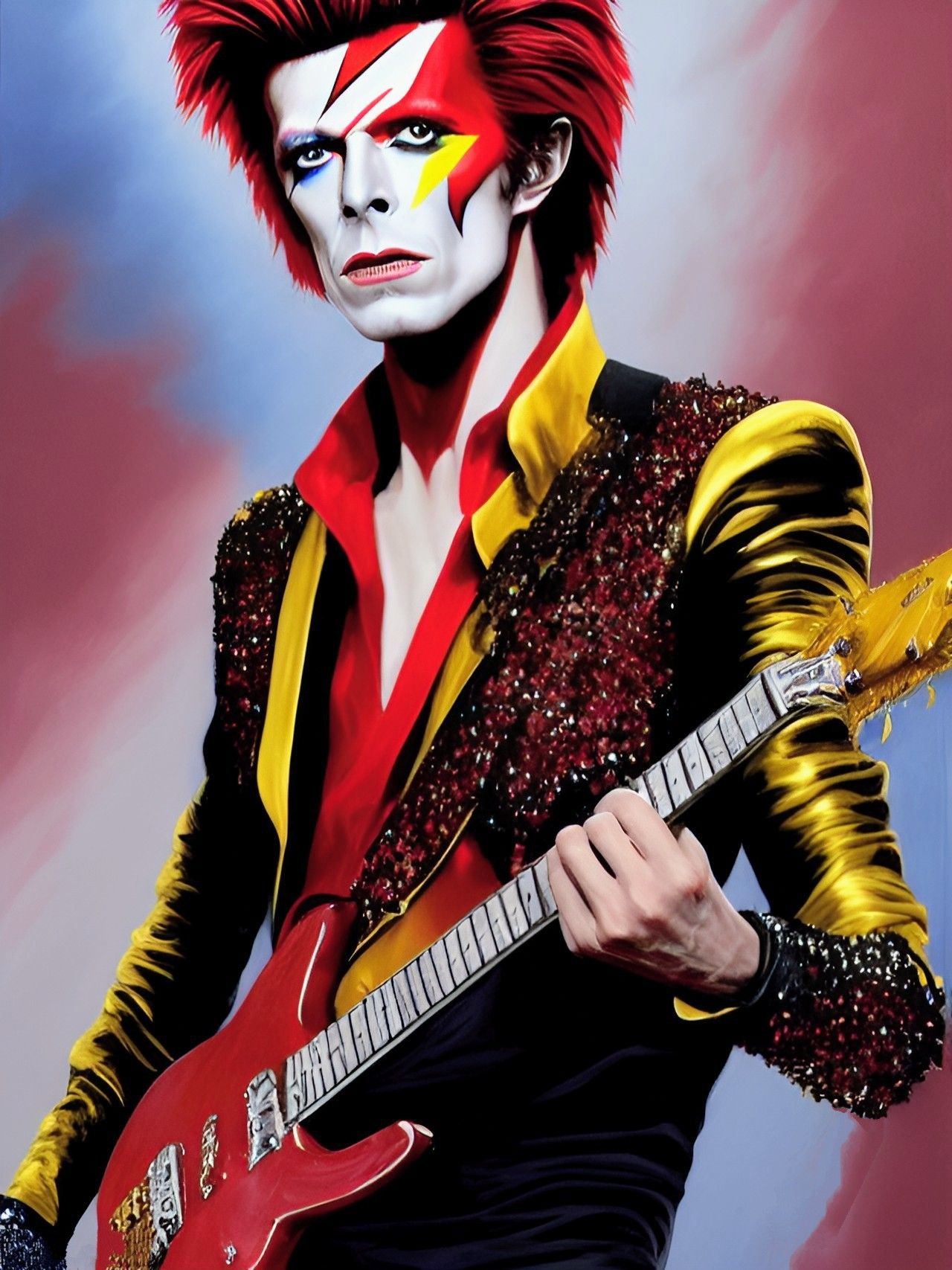 David Bowie As Ziggy Plays Guitar