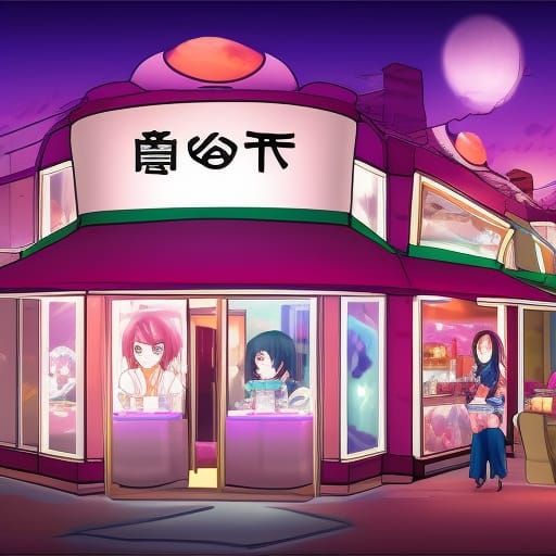 Anime Cafe At Night Ai Generated Artwork Nightcafe Creator